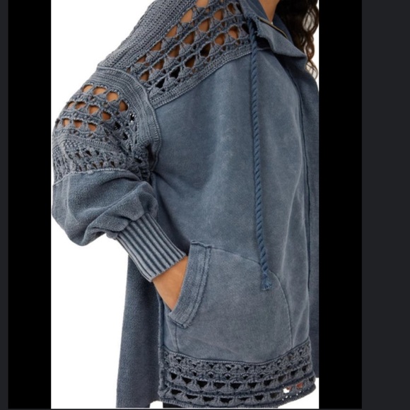 NWT FREE PEOPLE dune big oversized jacket in overboard blue size L-XXL - Picture 8 of 16